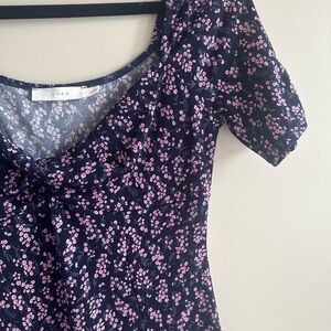 Lush Navy and Pink Floral Dress